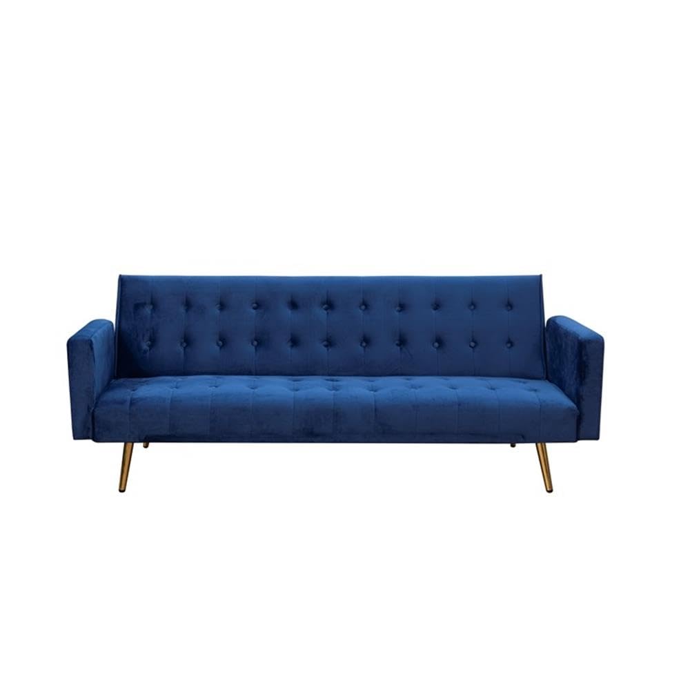Navy Blue Velvet Convertible Sofa Bed B56659