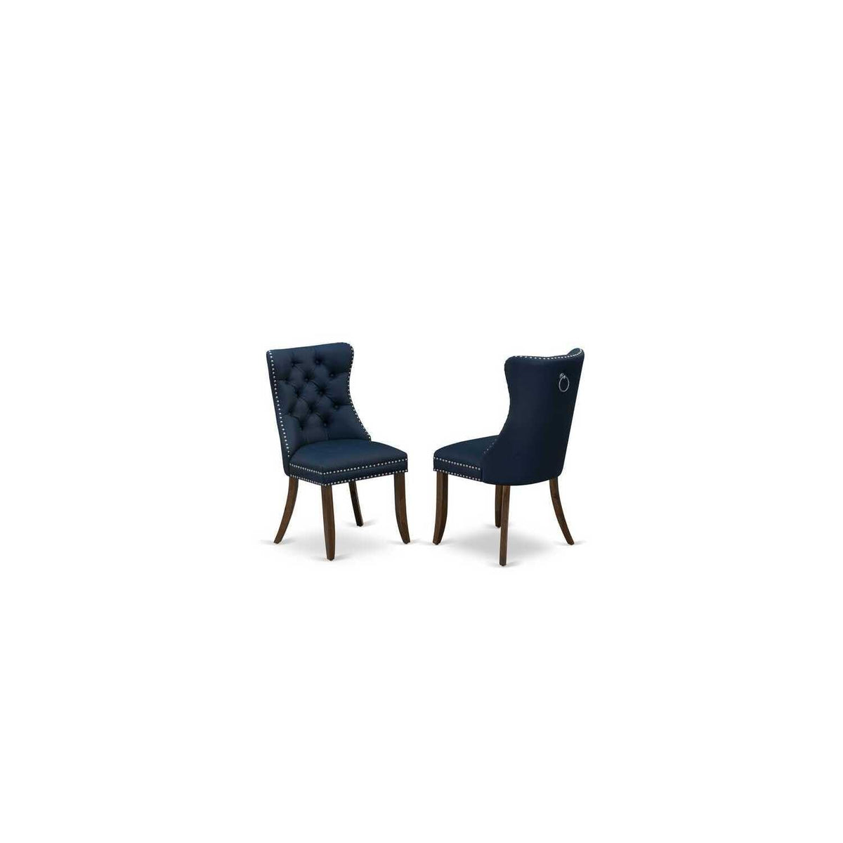 9 Pieces Dining Table Set with 8 Navy Blue Faux Leather Chairs K111913