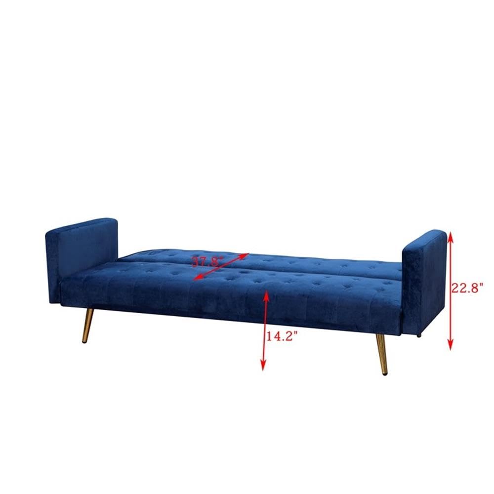 Navy Blue Velvet Convertible Sofa Bed B56659