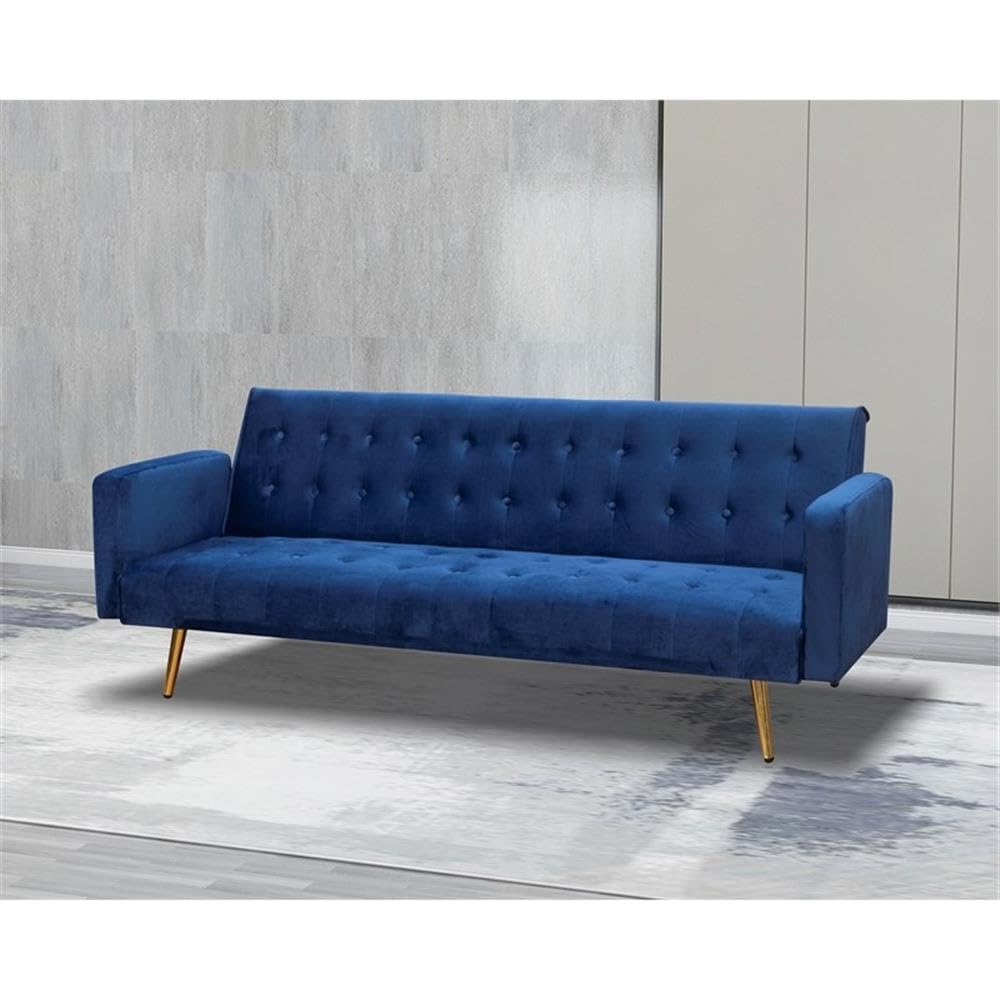 Navy Blue Velvet Convertible Sofa Bed B56659