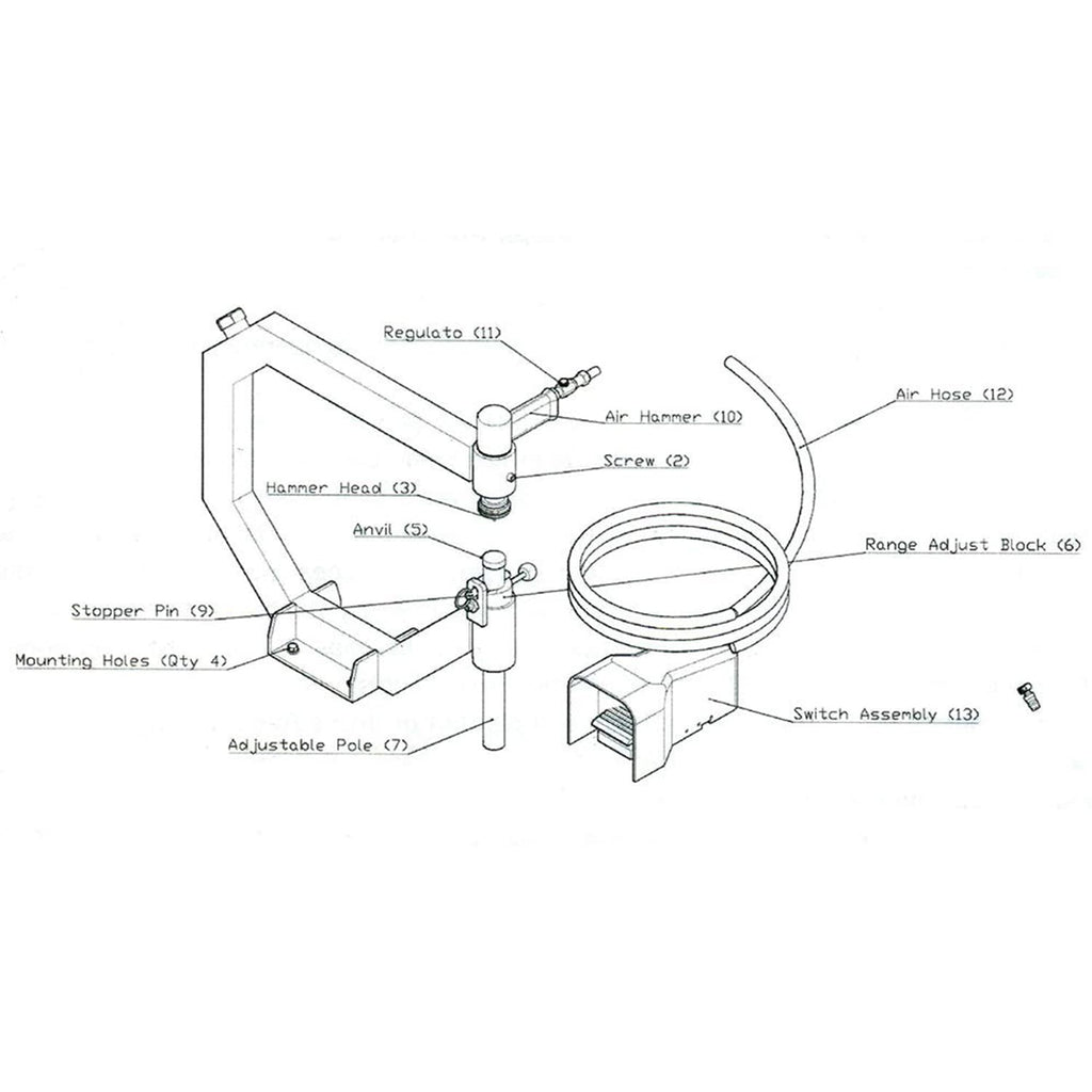19.6" Throat Pneumatic Planishing Hammer with Steel Frame Stand & Foot Pedal A113