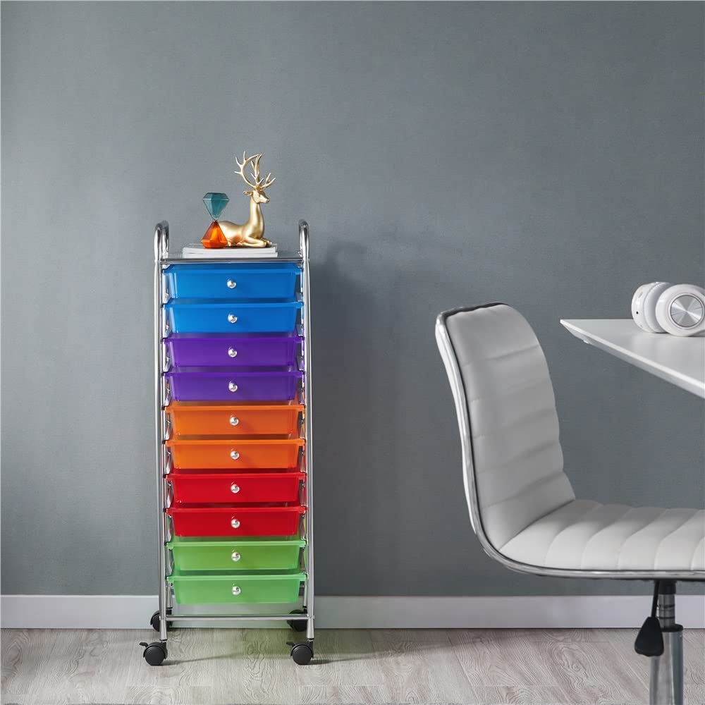 10 Drawer Rolling Storage Cart with Lockable Wheels U339