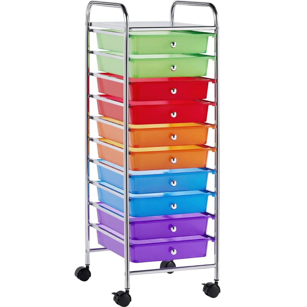 10 Drawer Rolling Storage Cart with Lockable Wheels U339