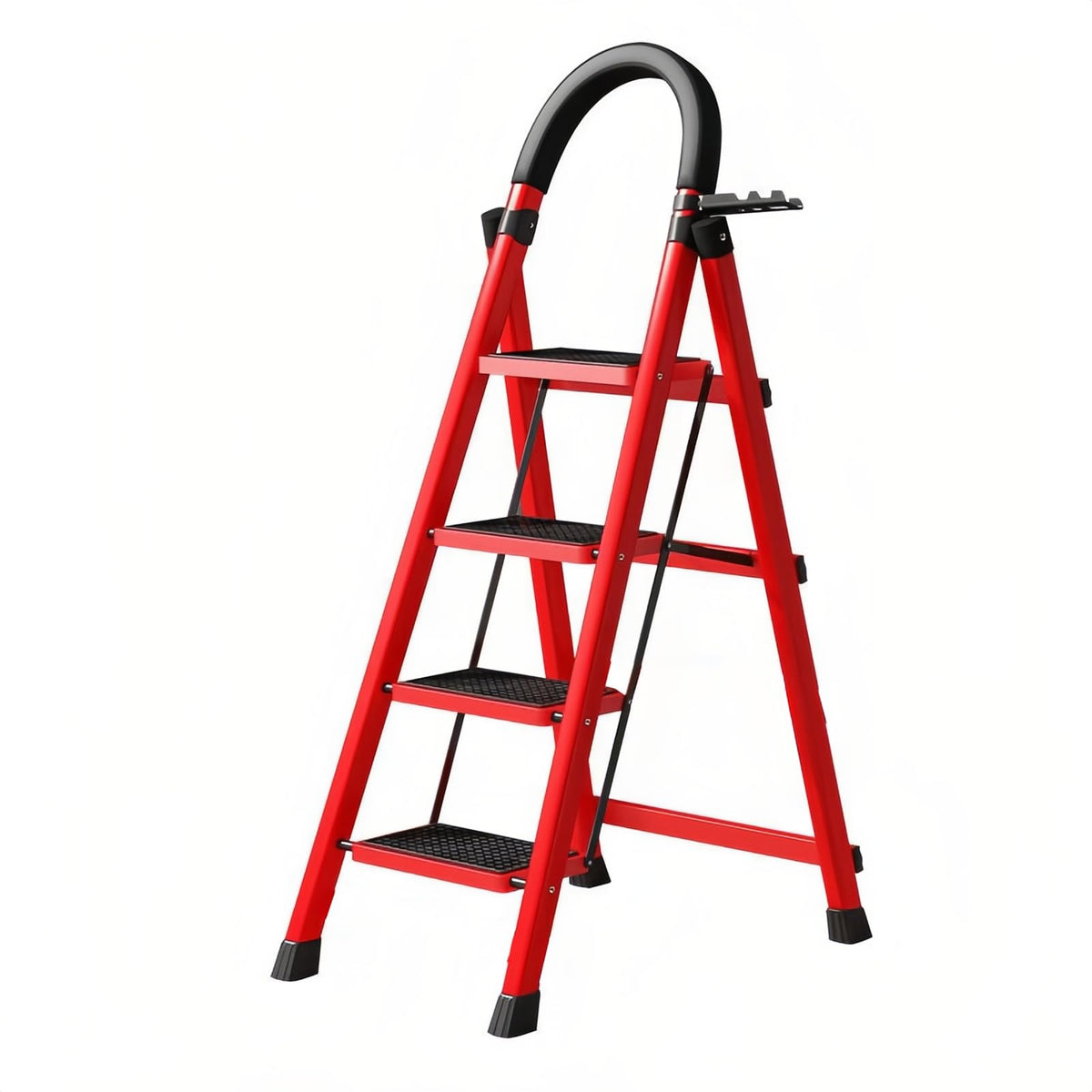 4 Step Folding Ladder with Handrails, Heavy Duty 800 lbs Step Stool L2430