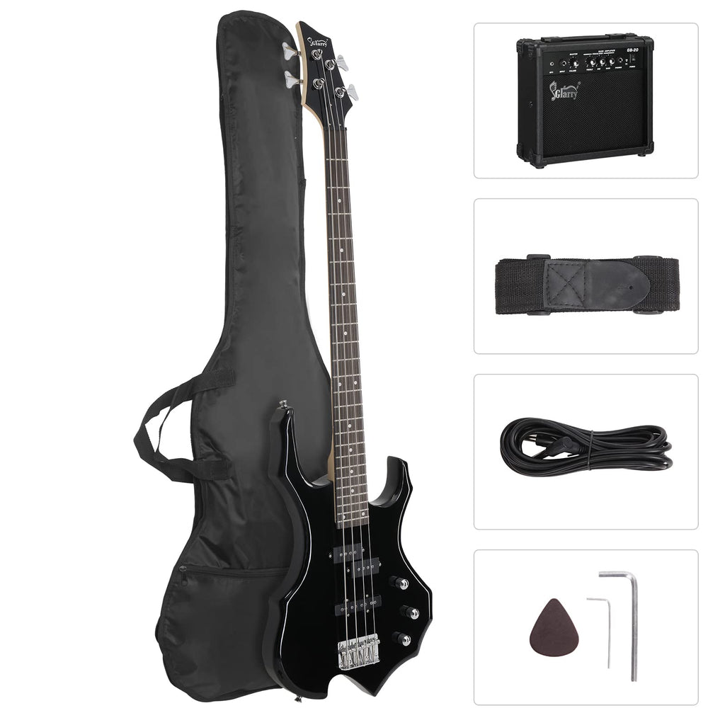 Electric Bass Guitar 4 Strings Black V8784