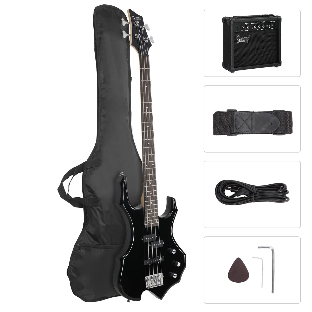 Electric Bass Guitar 4 Strings Black V8784
