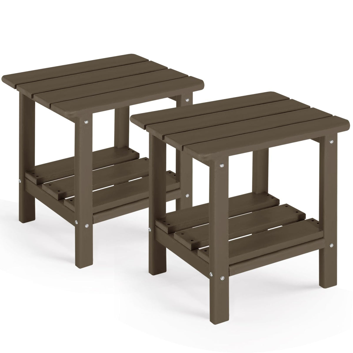 Set of 2 Dark Brown HDPE Storage Side Table T315117