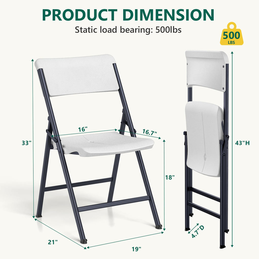 White 4 Pack Plastic Folding Chairs with Metal Frame U54902