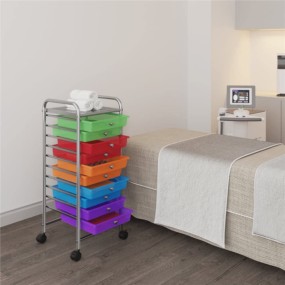 10 Drawer Rolling Storage Cart with Lockable Wheels U339