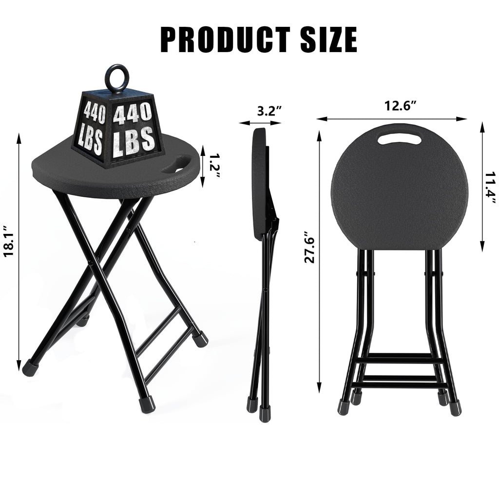Black 18 Inch Folding Stool with Handle, Pack of 2 Z987125