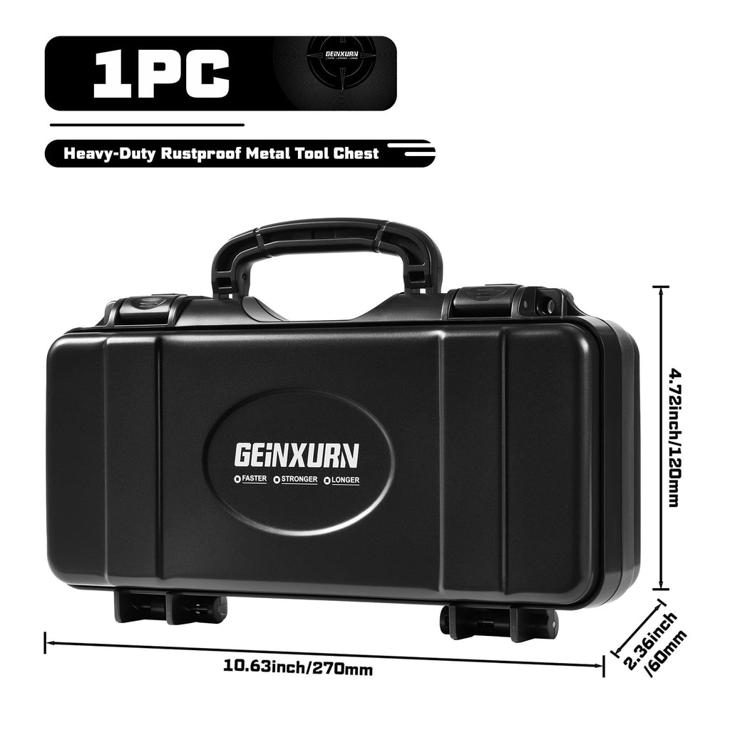 Black Steel Tool Box with Safety Latch and Handle H192