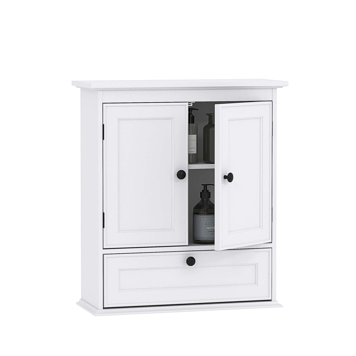 White Bathroom Wall Cabinet with Doors R4933