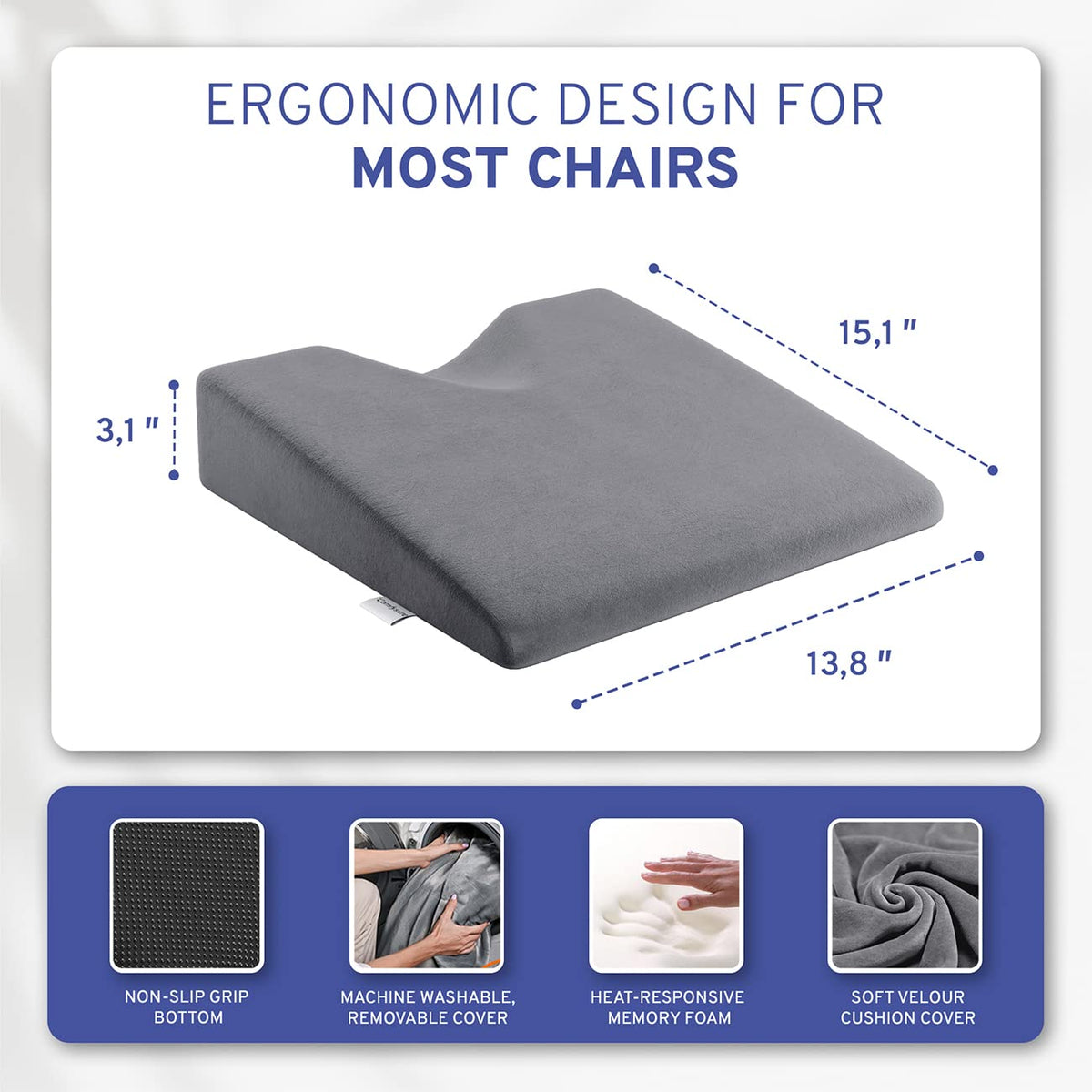 Memory Foam Wedge Seat Cushion I8483