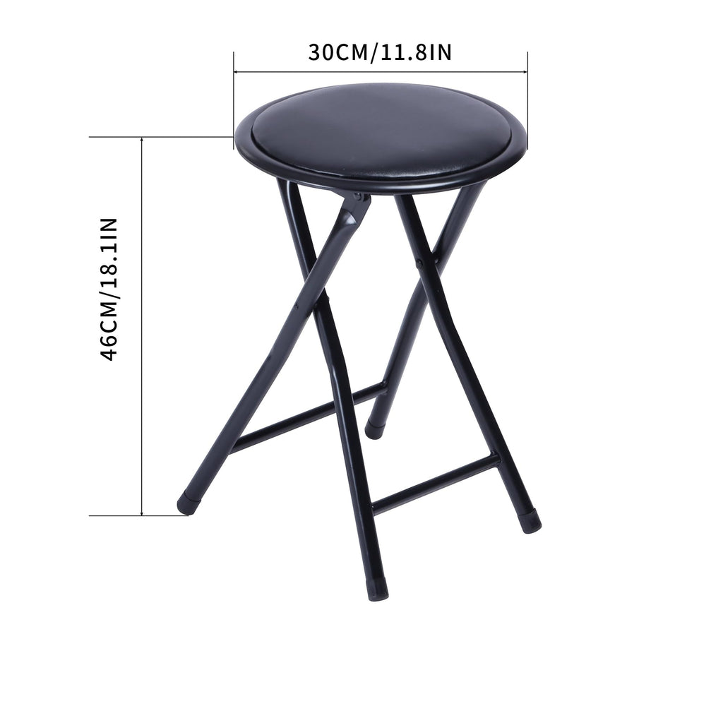 18-Inch Folding Stool with Padded Seat, Black (1 Pack) Z365