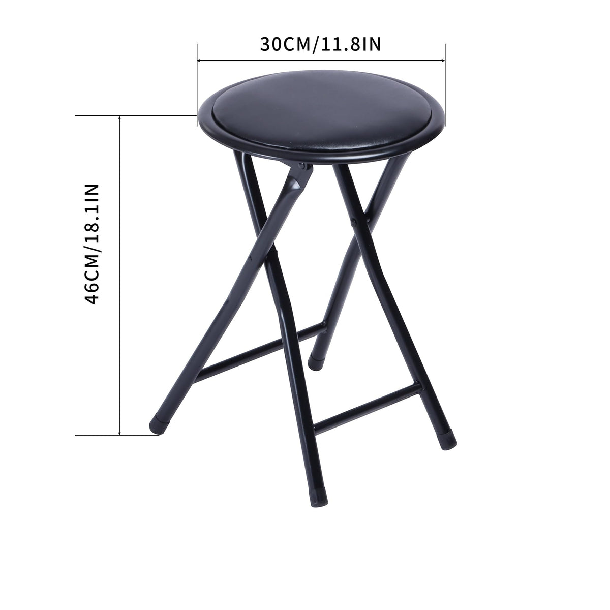 18-Inch Folding Stool with Padded Seat, Black (1 Pack) Z365
