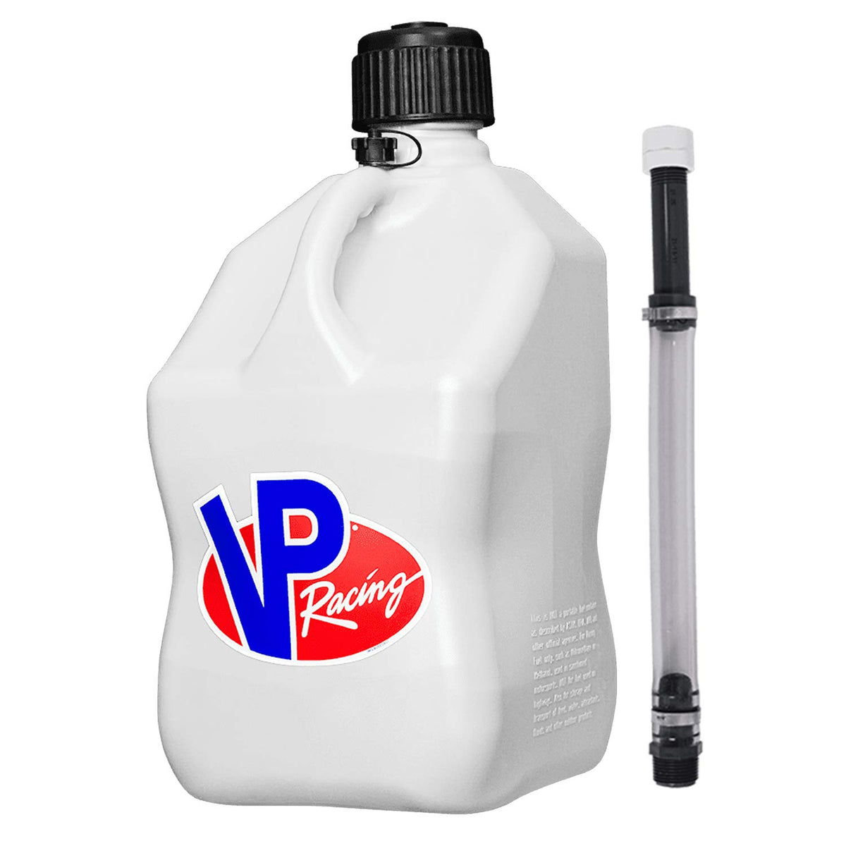 5.5 Gallon Square Motorsport Jug White with Filler Hose M645644