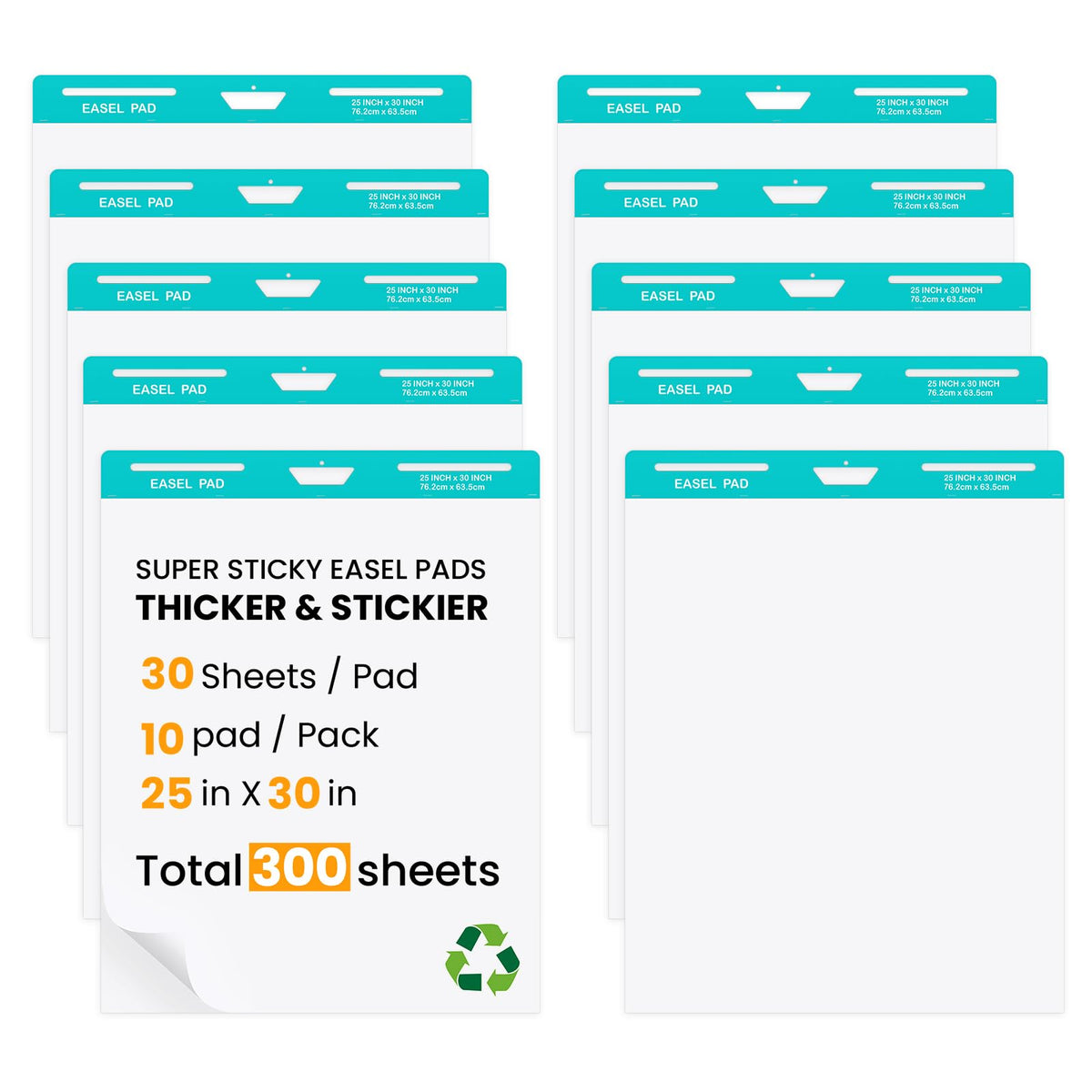 25x30 Inch Self-Adhesive Flip Chart Paper 10 Pack J857509