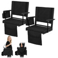 2 Pcs Black Stadium Seats with Back Support and Cushion J689089