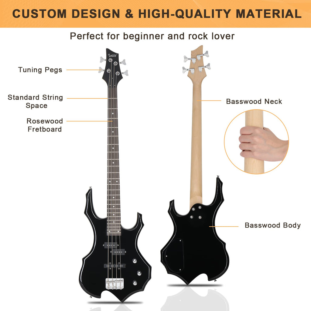 Electric Bass Guitar 4 Strings Black V8784