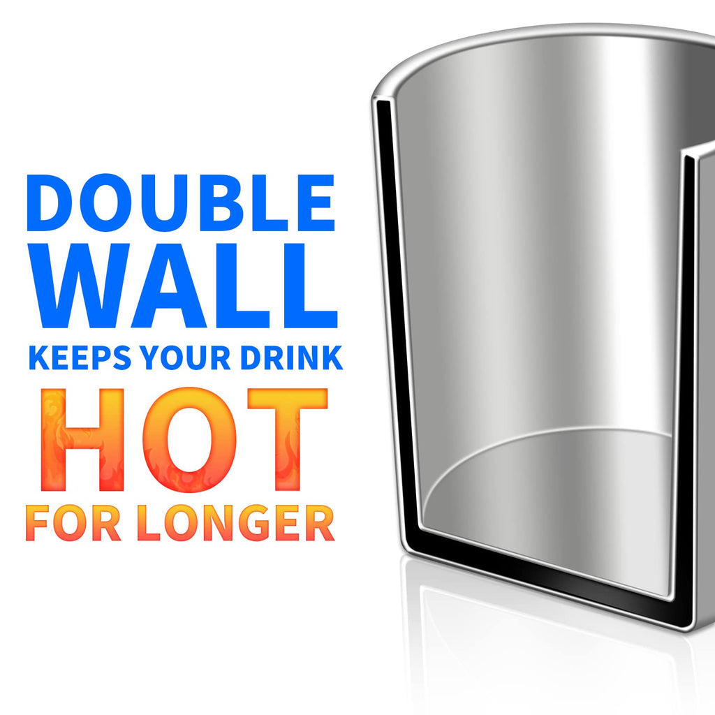 400ml Insulated Stainless Steel Coffee Mug Set of 2 O317