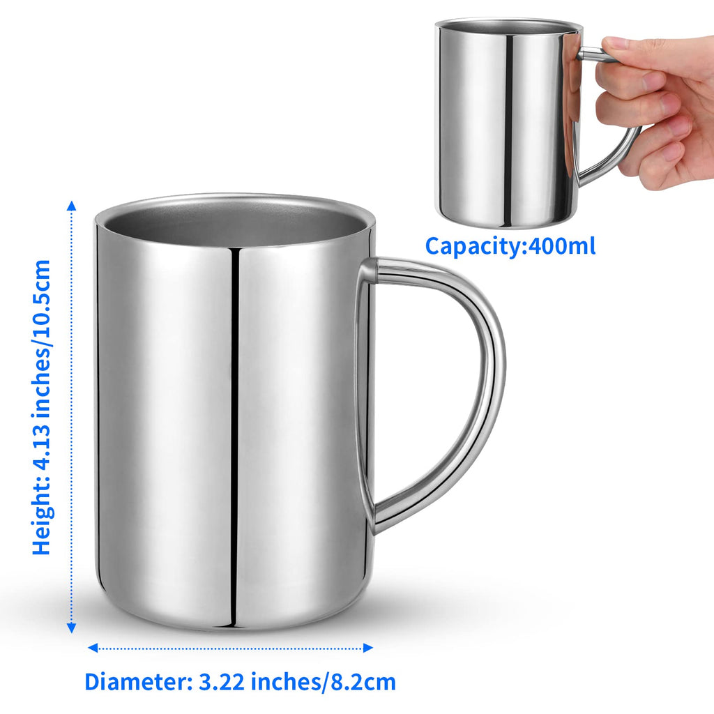 400ml Insulated Stainless Steel Coffee Mug Set of 2 O317