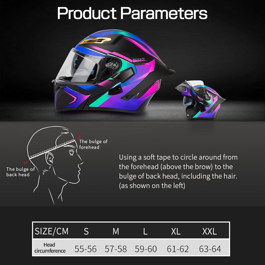 DOT Approved Flip Up Full Face Bluetooth Motorcycle Helmet E8794