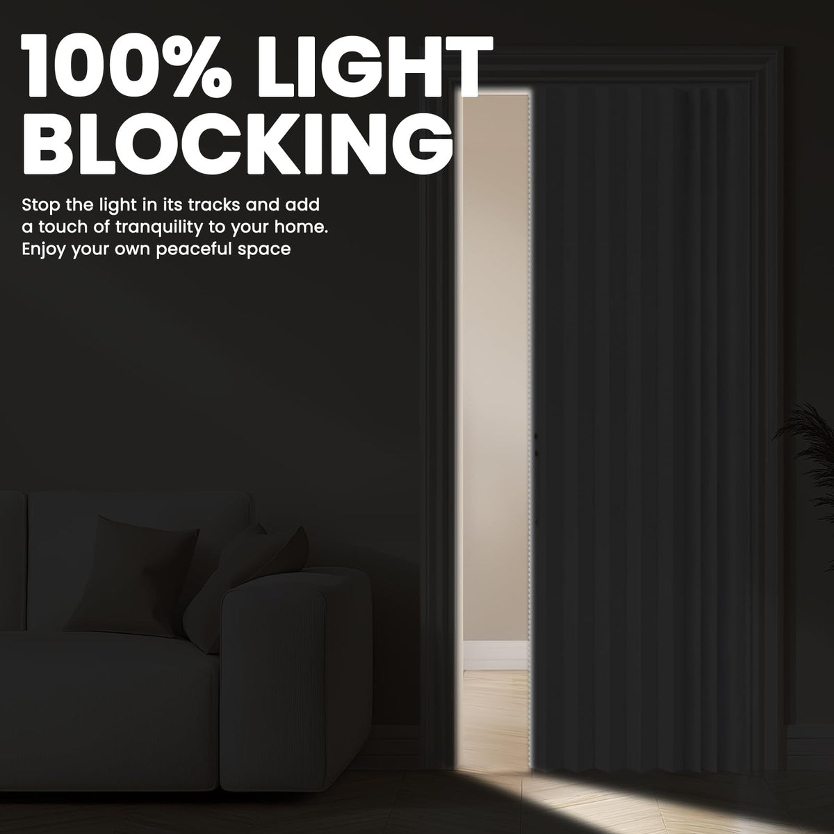 Blackout Magnetic Door Curtain 72W x 79 L White G89763