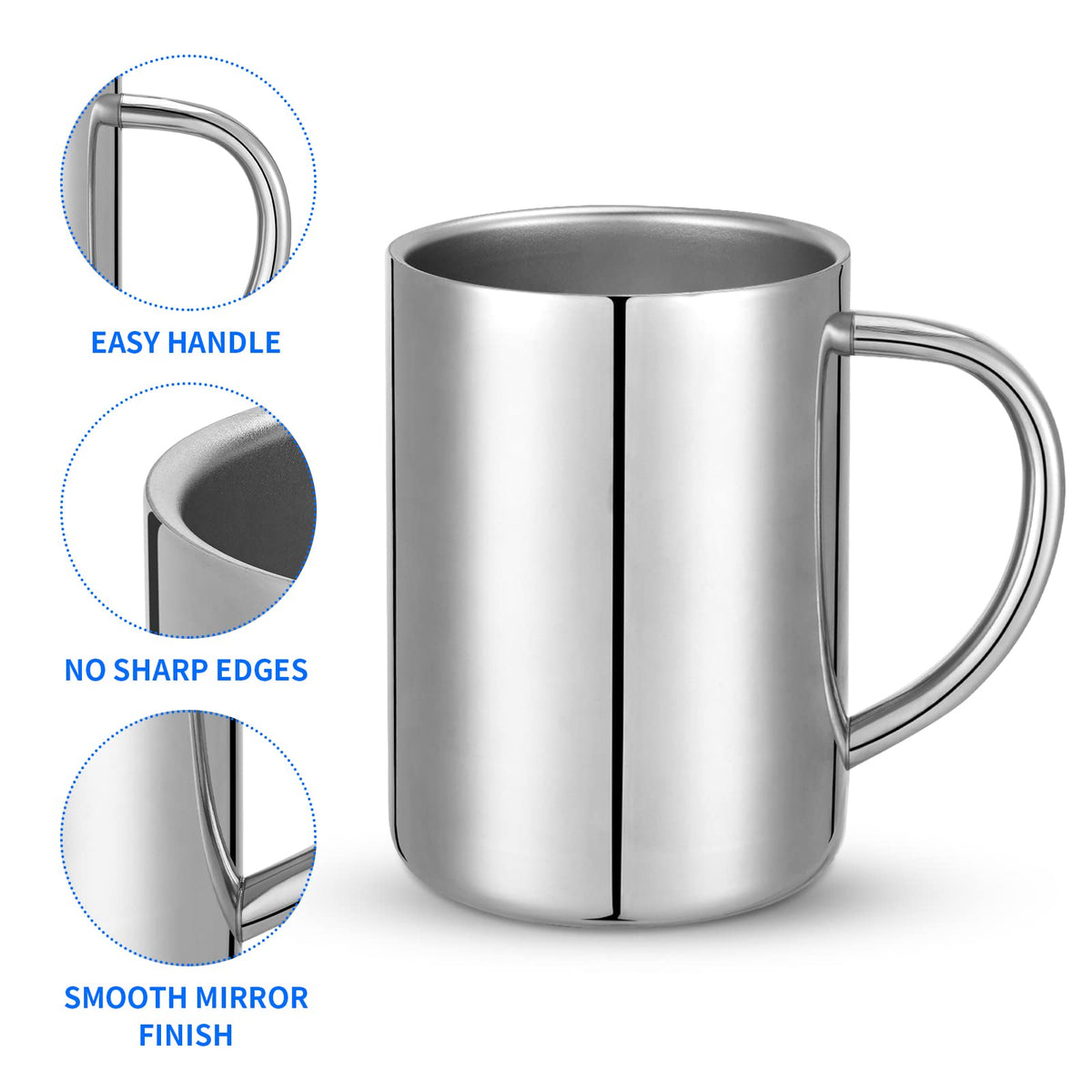 400ml Insulated Stainless Steel Coffee Mug Set of 2 O317