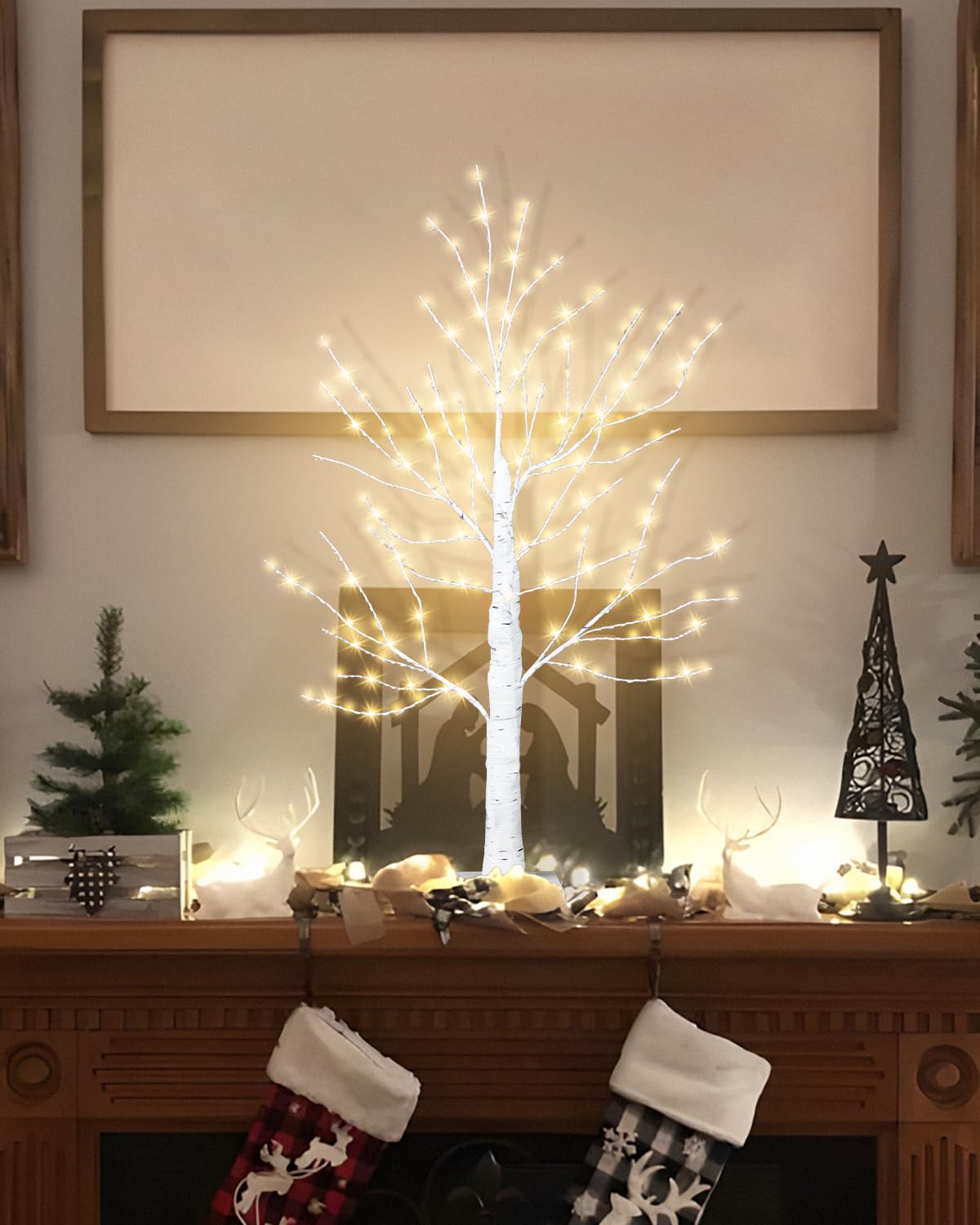 24 Inch Artificial Lighted Birch Tree with 144 LED Lights L398