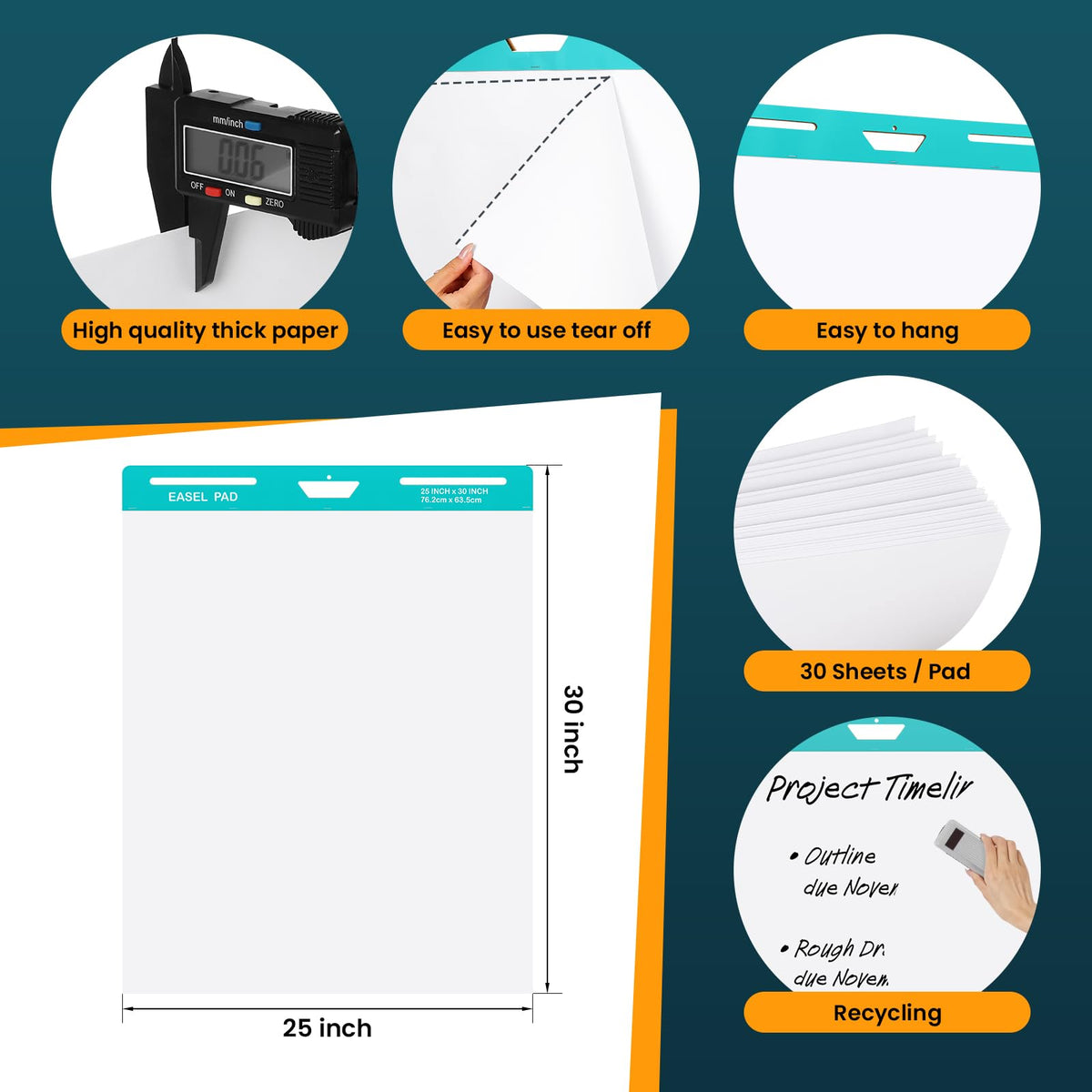 25x30 Inch Self-Adhesive Flip Chart Paper 10 Pack J857509