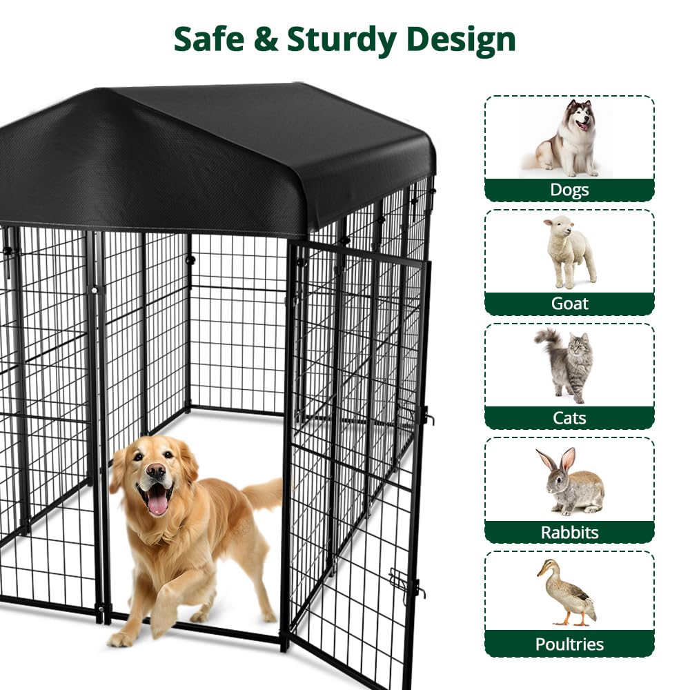 8'x6'x4' Outdoor Dog Kennel with Roof Y2369