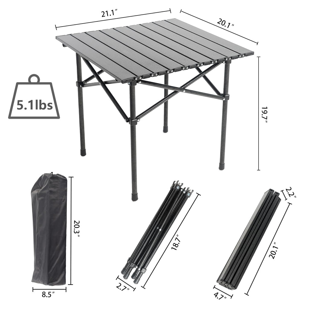 Portable Aluminum Folding Camping Table with Carry Bag W5893