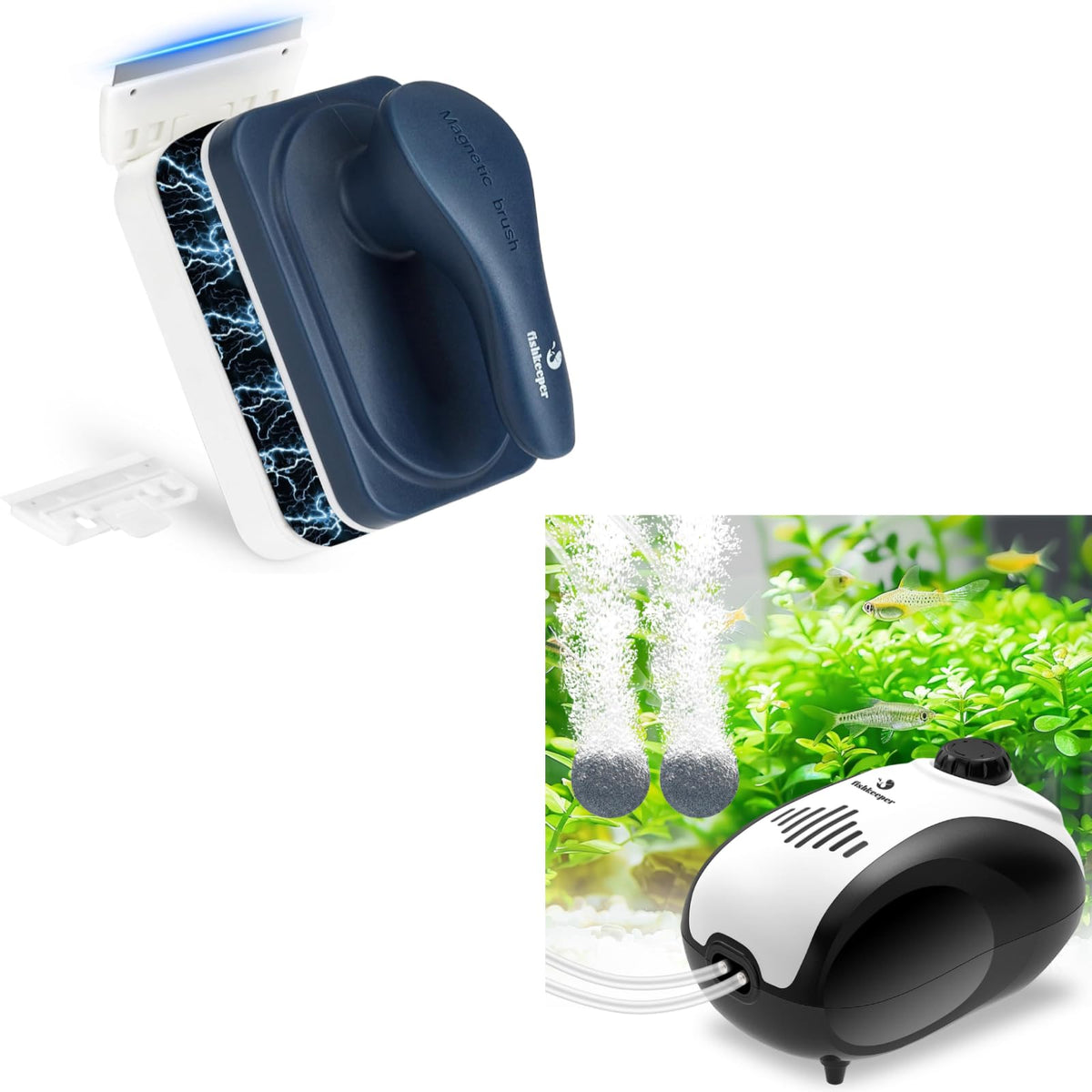 Aquarium Air Pump and Magnetic Glass Cleaner T25984