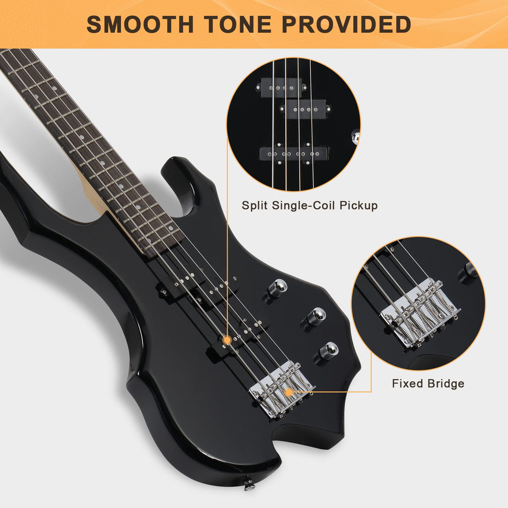 Electric Bass Guitar 4 Strings Black V8784