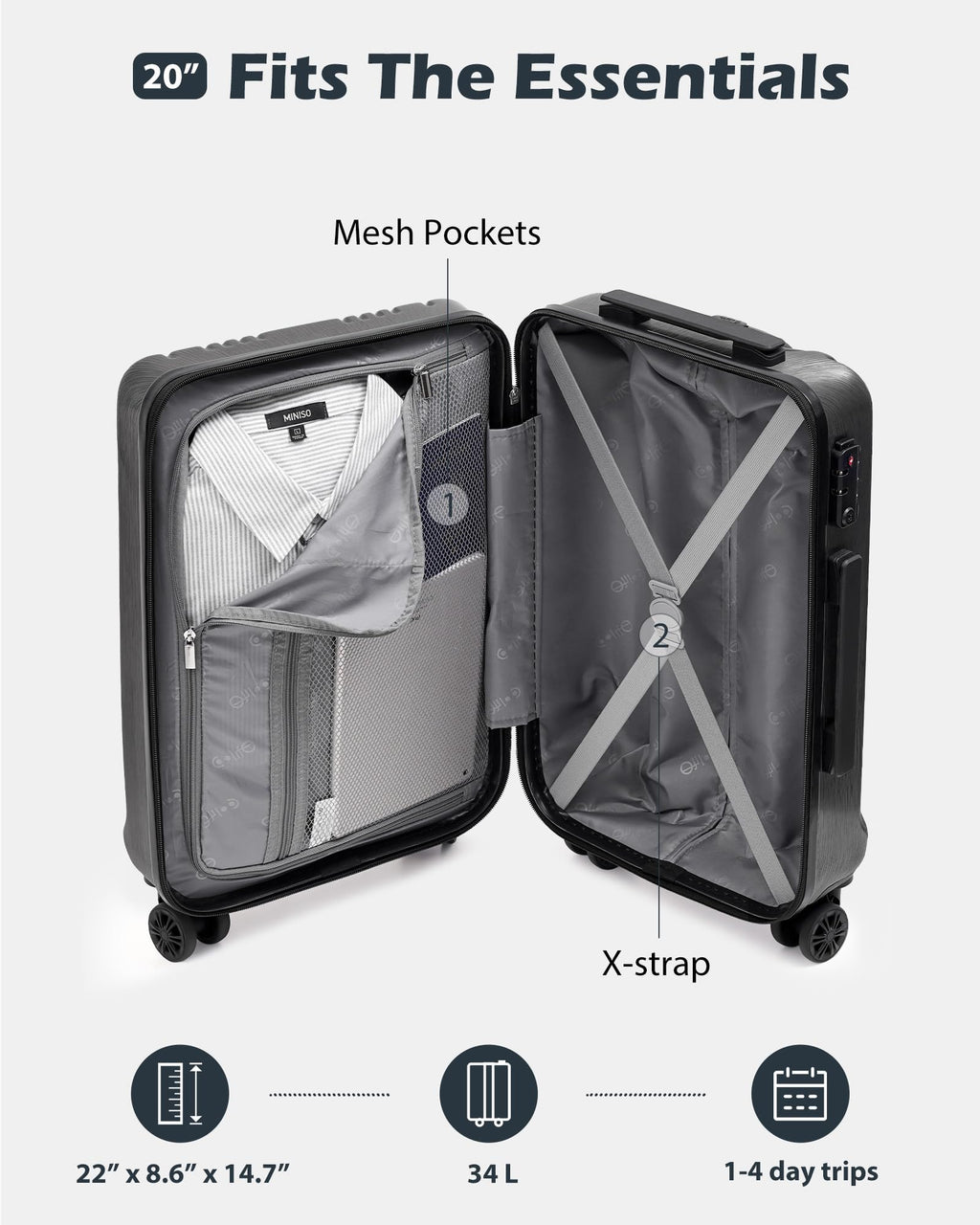 PC+ABS Hardshell Luggage with TSA Lock and Spinner Wheels I594