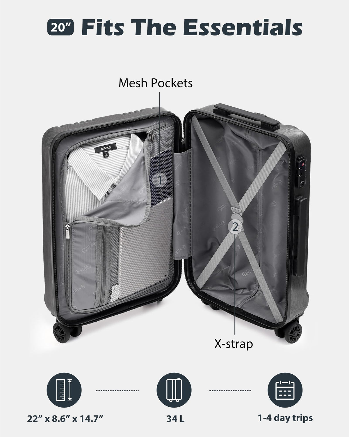 PC+ABS Hardshell Luggage with TSA Lock and Spinner Wheels I594
