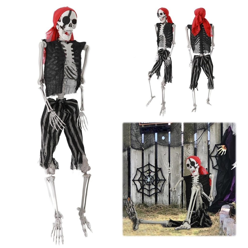 5.4Ft Posable Halloween Skeleton with Movable Joints H366
