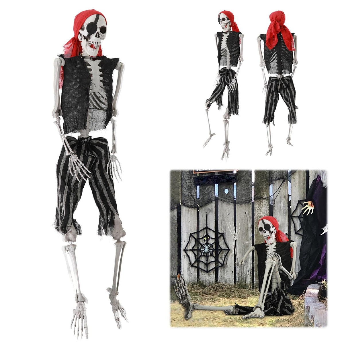 5.4Ft Posable Halloween Skeleton with Movable Joints H366