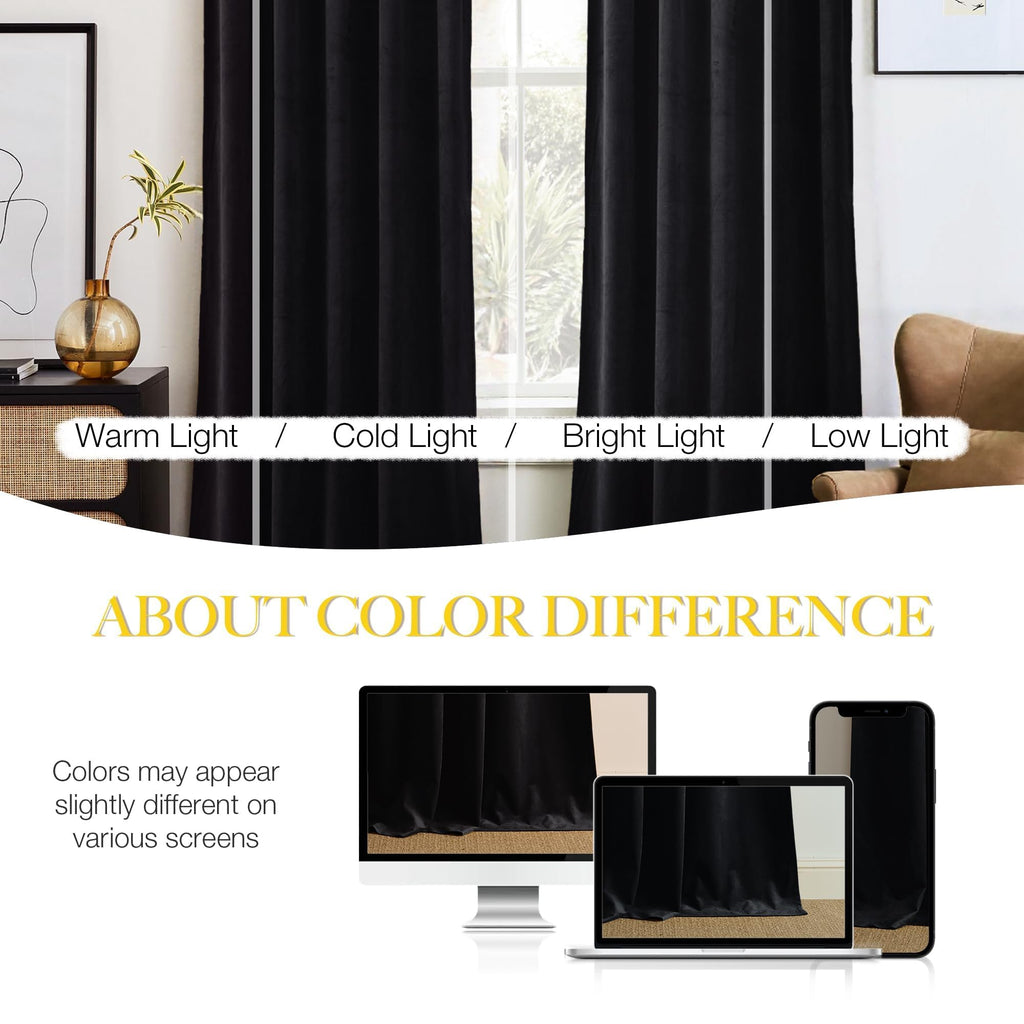 Black Out Velvet Curtains 108 inches Long A154
