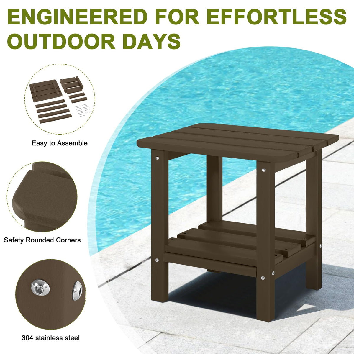 Set of 2 Dark Brown HDPE Storage Side Table T315117