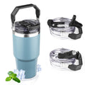 20oz Stainless Steel Insulated Tumbler with Handle and Flip Straw Lid I331117