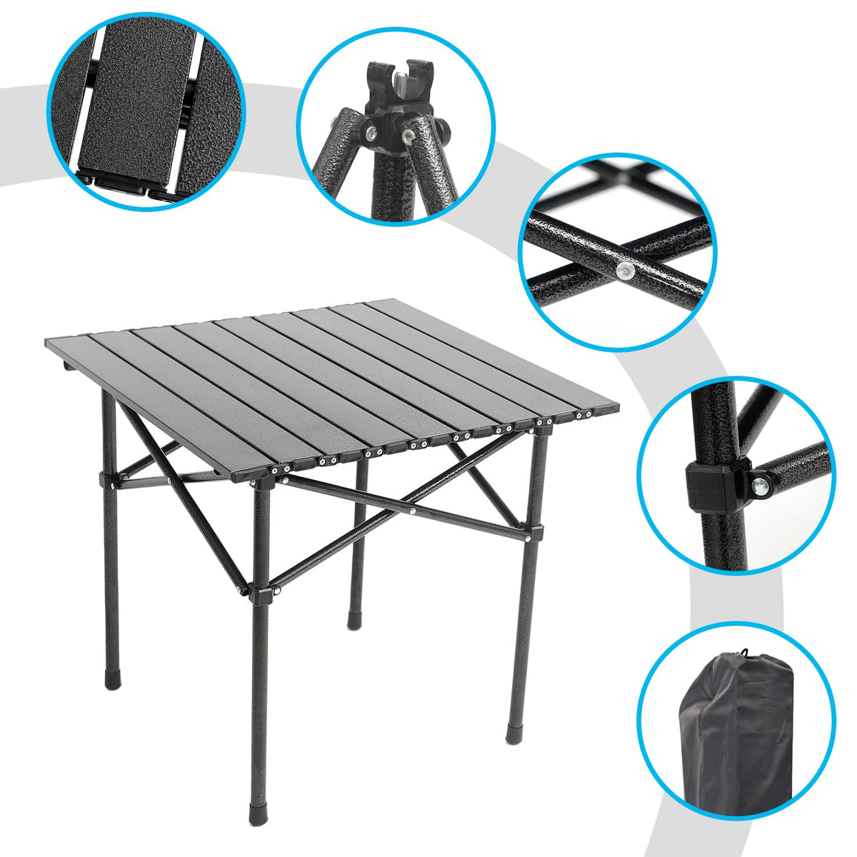 Portable Aluminum Folding Camping Table with Carry Bag W5893
