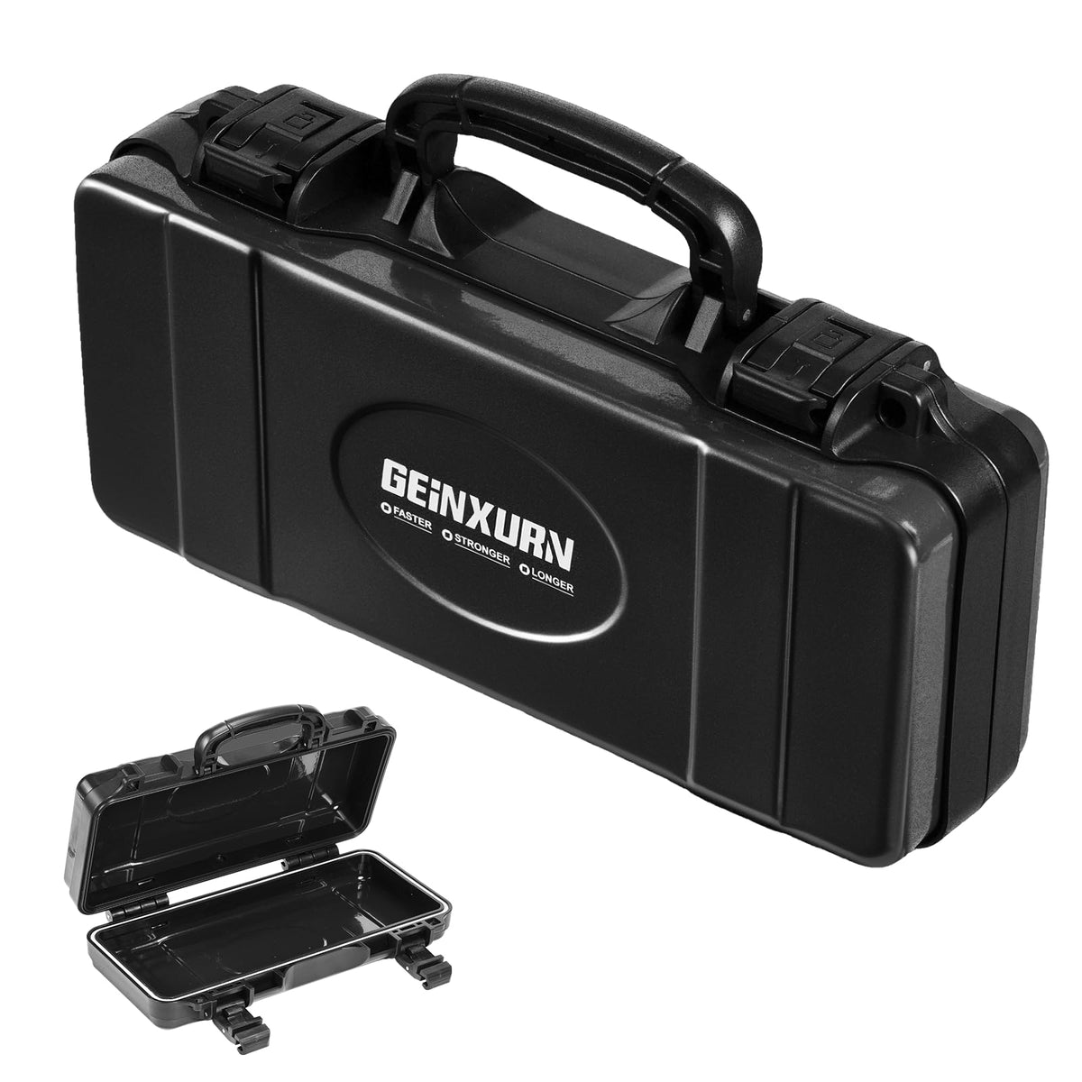 Black Steel Tool Box with Safety Latch and Handle H192