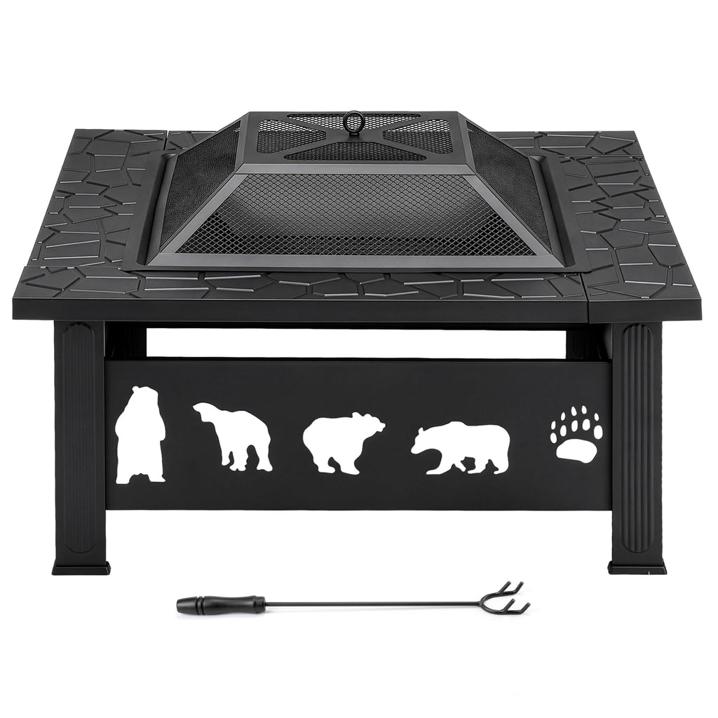 32 Inch Square Wood Burning Fire Pit Table R4159