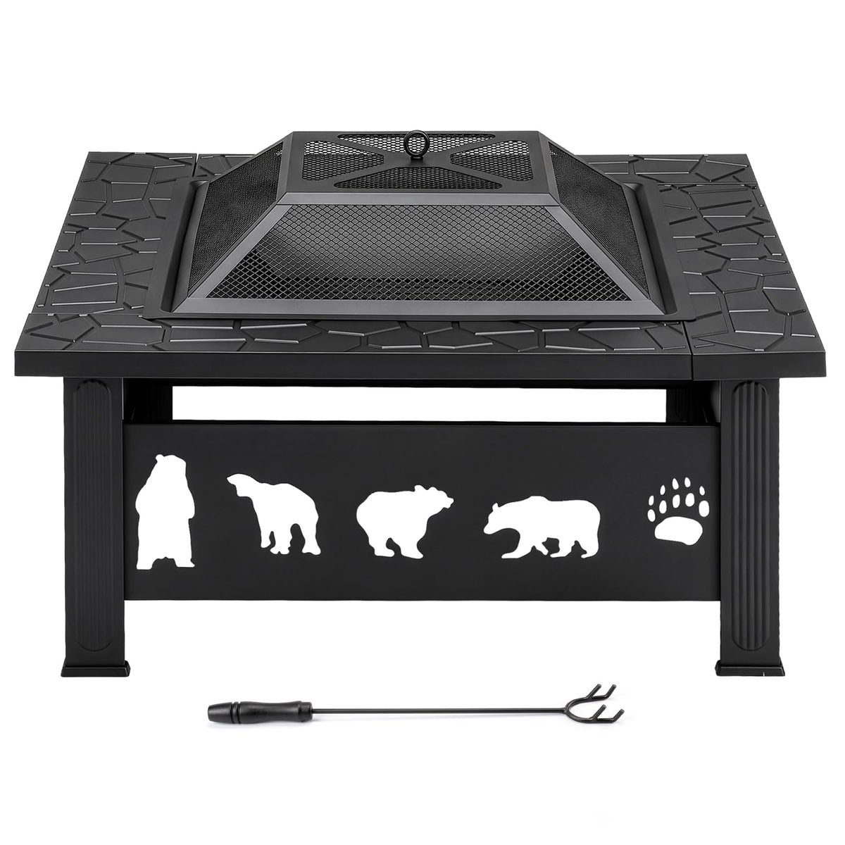 32 Inch Square Wood Burning Fire Pit Table R4159