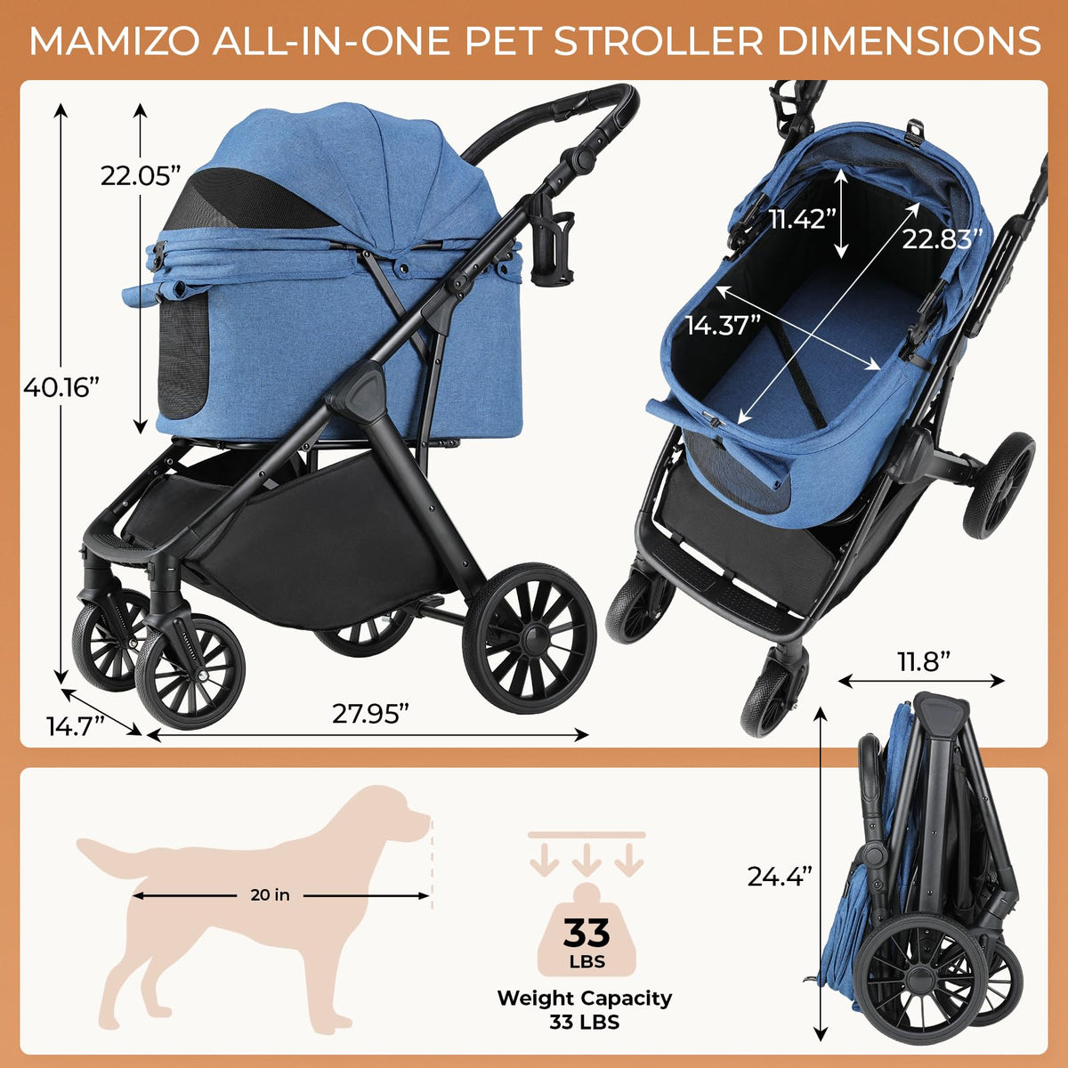 Foldable Dog Stroller I5169