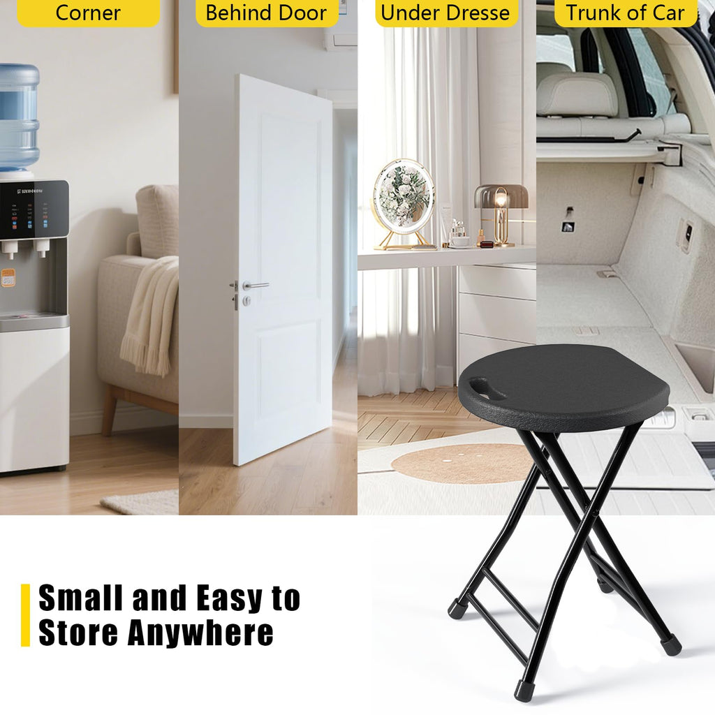 Black 18 Inch Folding Stool with Handle, Pack of 2 Z987125