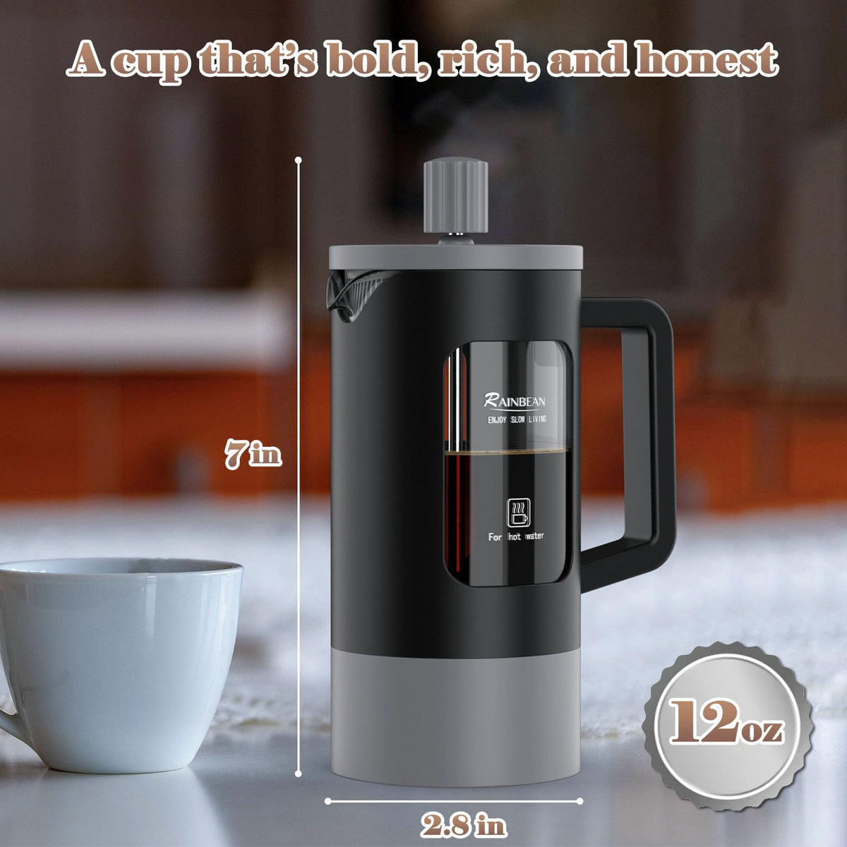 French Press Coffee and Tea Maker with Borosilicate Glass F5632