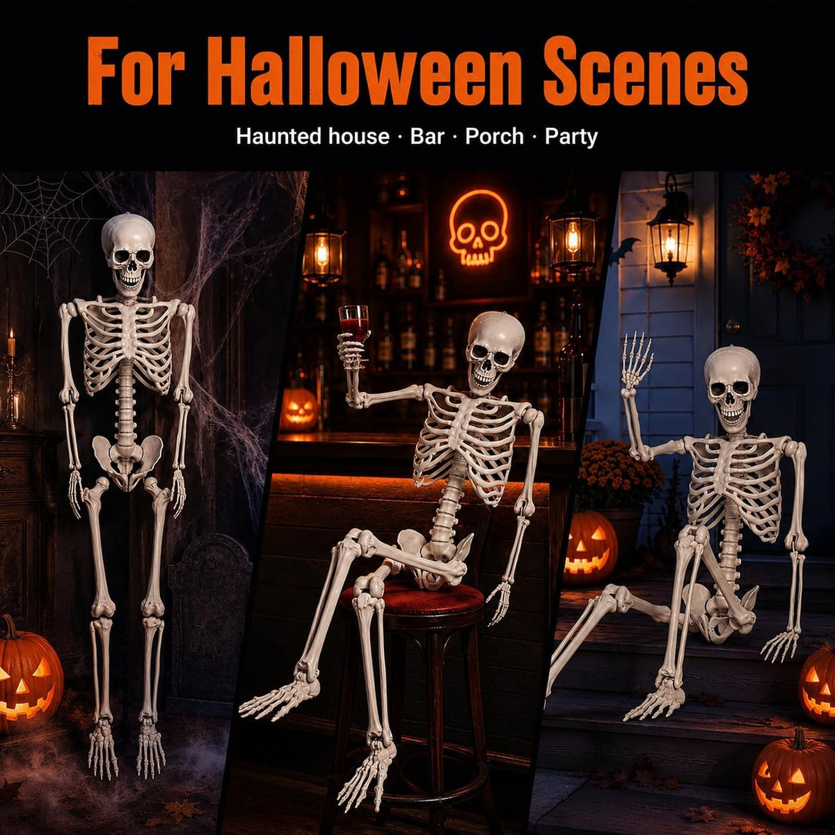 5.4 ft Full Body Plastic Skeleton Prop Y822