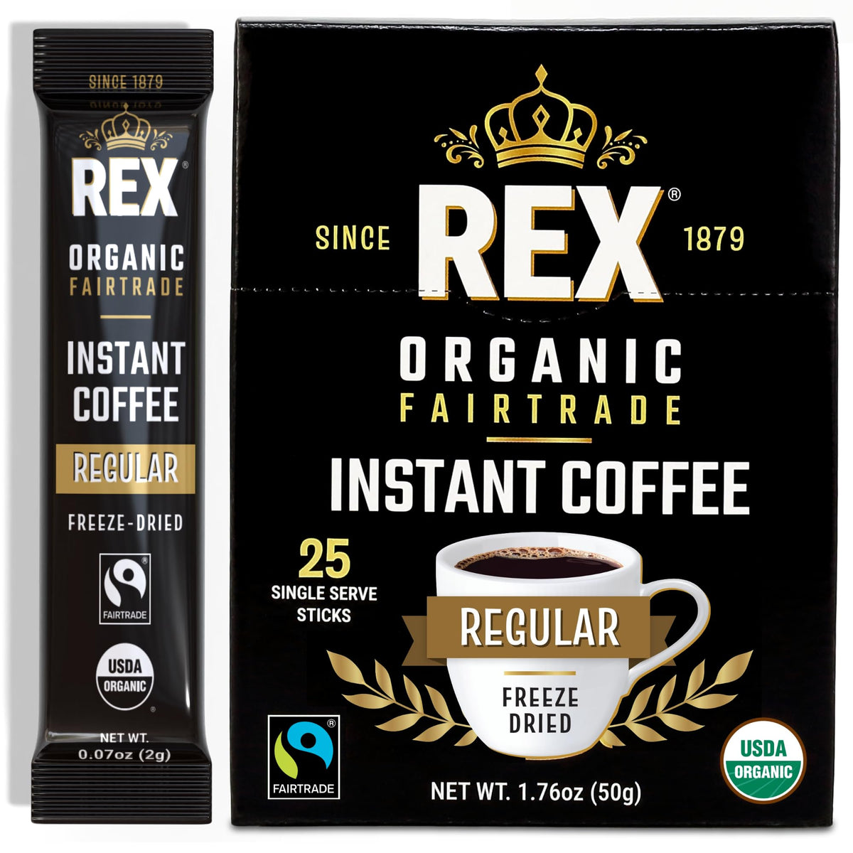 Organic Fairtrade Medium Roast Instant Coffee Sticks 25 Count O7053